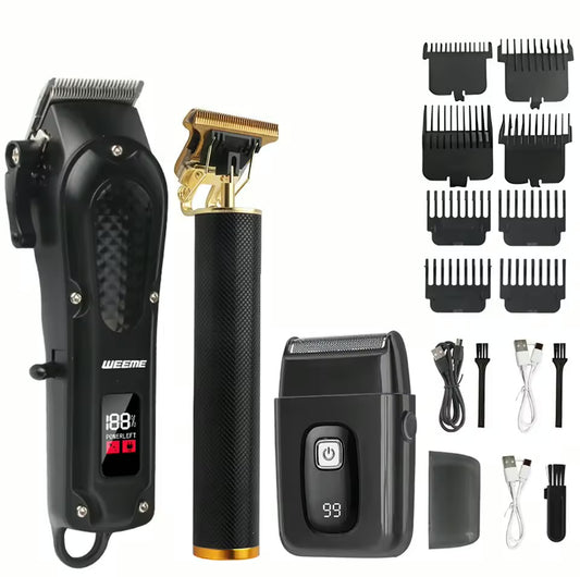 Professional Hair Clipper & Beard Trimmer Set — Rechargeable Cordless Grooming Kit for Men
