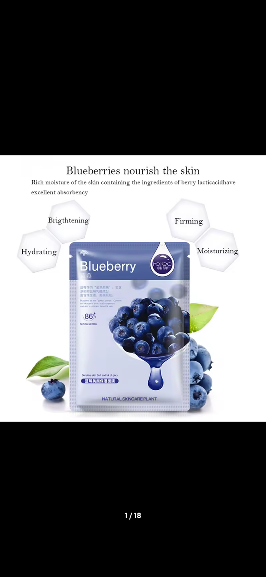 Blueberry Korean Face Mask — 30 Pack