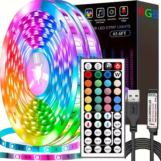 RGB LED Strip Lights with Remote Control — Color Changing Room Lights for Bedroom, Party and Home Décor