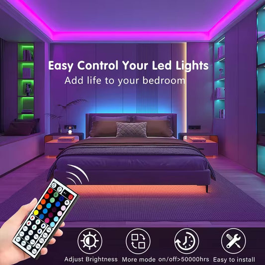 RGB LED Strip Lights with Remote Control — Color Changing Room Lights for Bedroom, Party and Home Décor